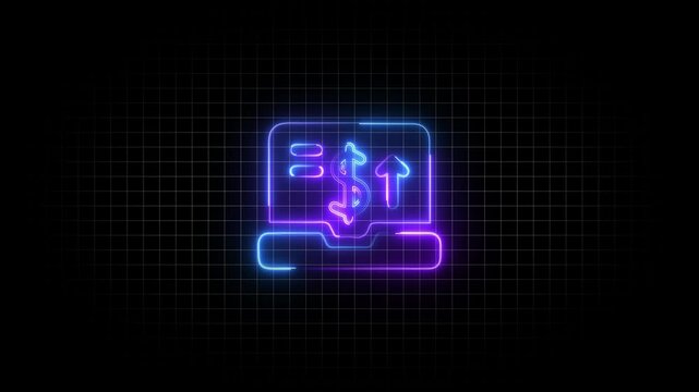 glowing neon  dollar and calling icon animation . Variable Costs Icon Style Animation on  white color grid Background