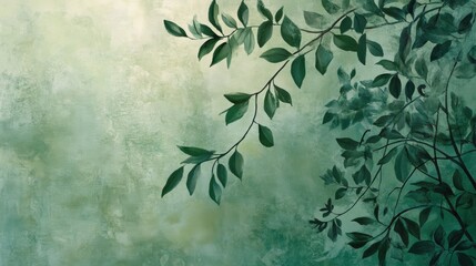 Calming Green Nature Wallpaper, featuring fresh leaves and natural elements, providing a refreshing and serene ambiance for any space