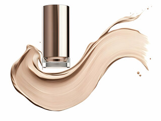 Liquid Foundation Bottle Splashes with a Swirling Foundation Cream