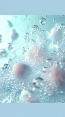 Effervescent Underwater Scene: Bubbles Rise and Surround Softly Illuminated Spheres with Subtle Elegance.