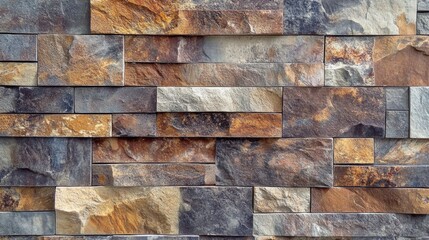 Colorful weathered brick wall, showcasing rustic textures and diverse hues, evoking a sense of history and character.