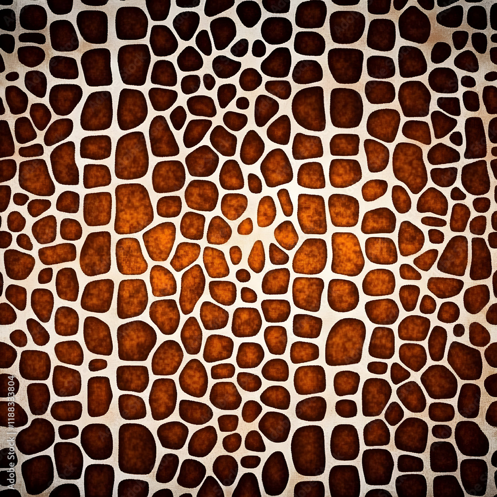 Poster close-up view of textured brown and white patterned surface shows distinct irregular shapes vividly.