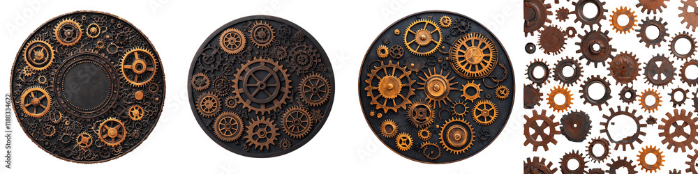Poster intricate clockwork gears and cogs in vintage industrial style background detailed mechanical compon
