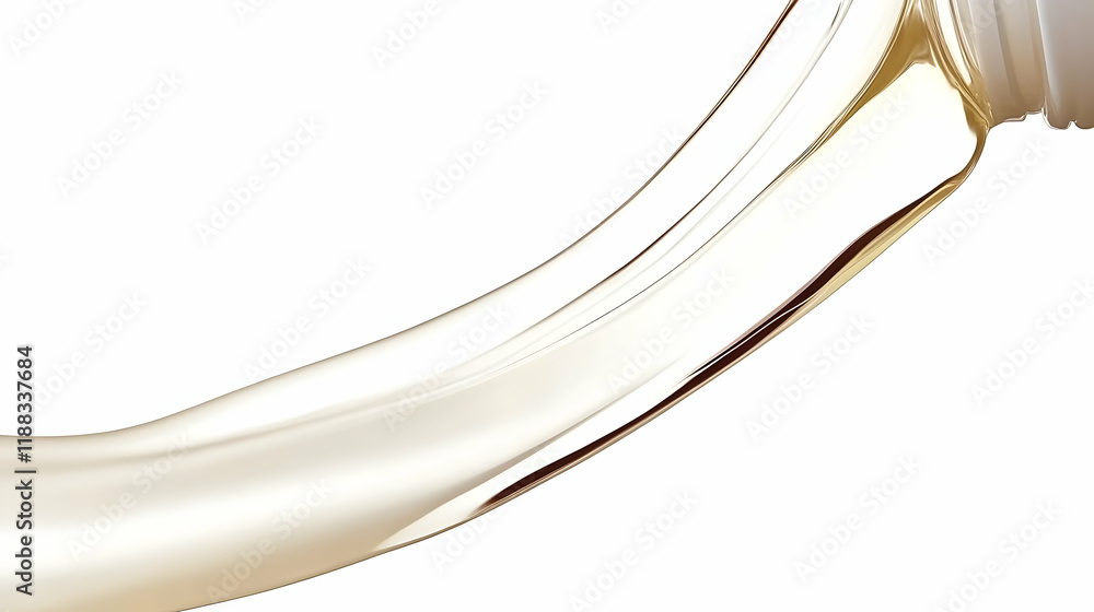 Poster flowing liquid forms a smooth curve against white background