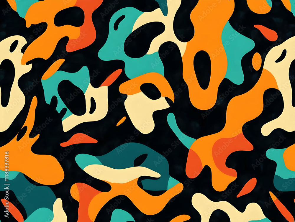 Aufkleber abstract background flows with colorful organic shapes and a dark backdrop
