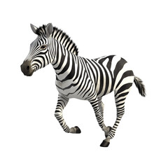 Obraz premium Isolated 3D Zebra Running on Transparent Background with Number Display