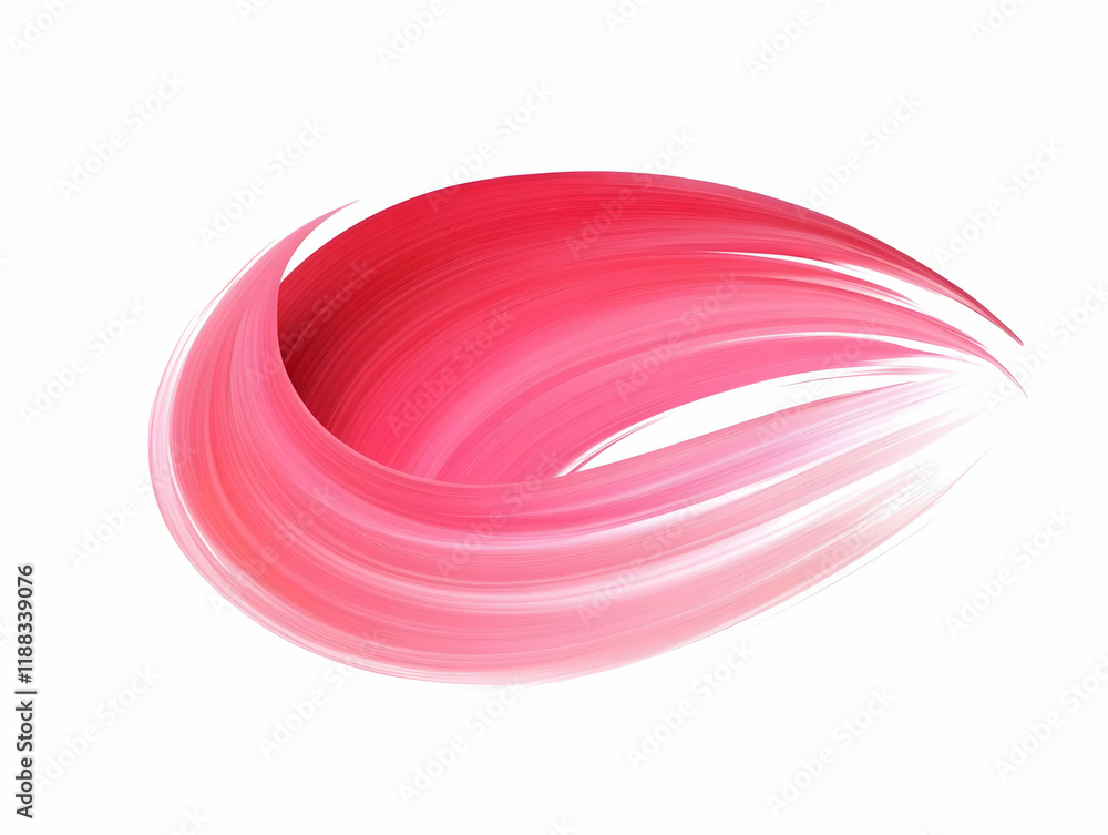 Poster pink abstract brushstroke creates a dynamic swirl on a white background with smooth transitions