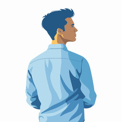 Vector illustration of a young man in a blue hoodie on a white background