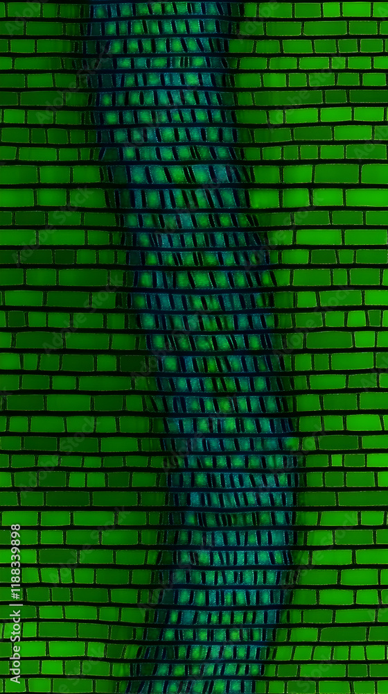 Poster green abstract brick wall background creates a modern and stylish look with distorted pattern effect