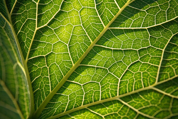 Fototapeta premium Macro shot of a green leaf vein