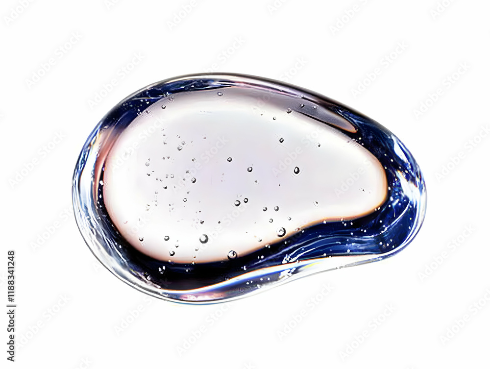 Aufkleber transparent gel drop with bubbles forms an abstract shape on a white background.