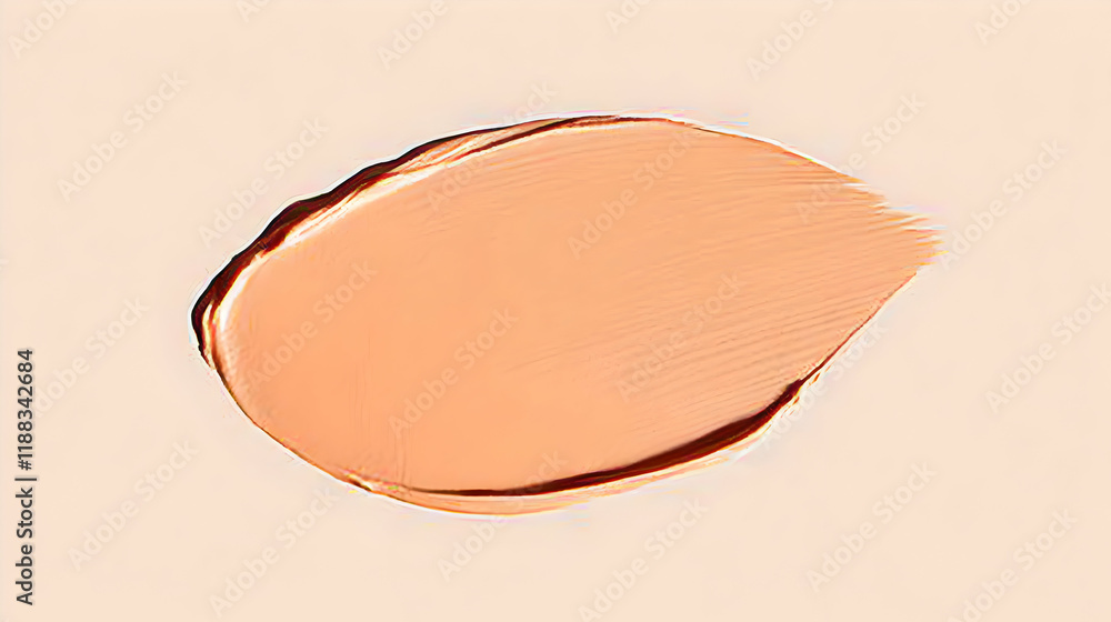 Poster beige foundation swatch creates a smooth, oval shape on a matching background