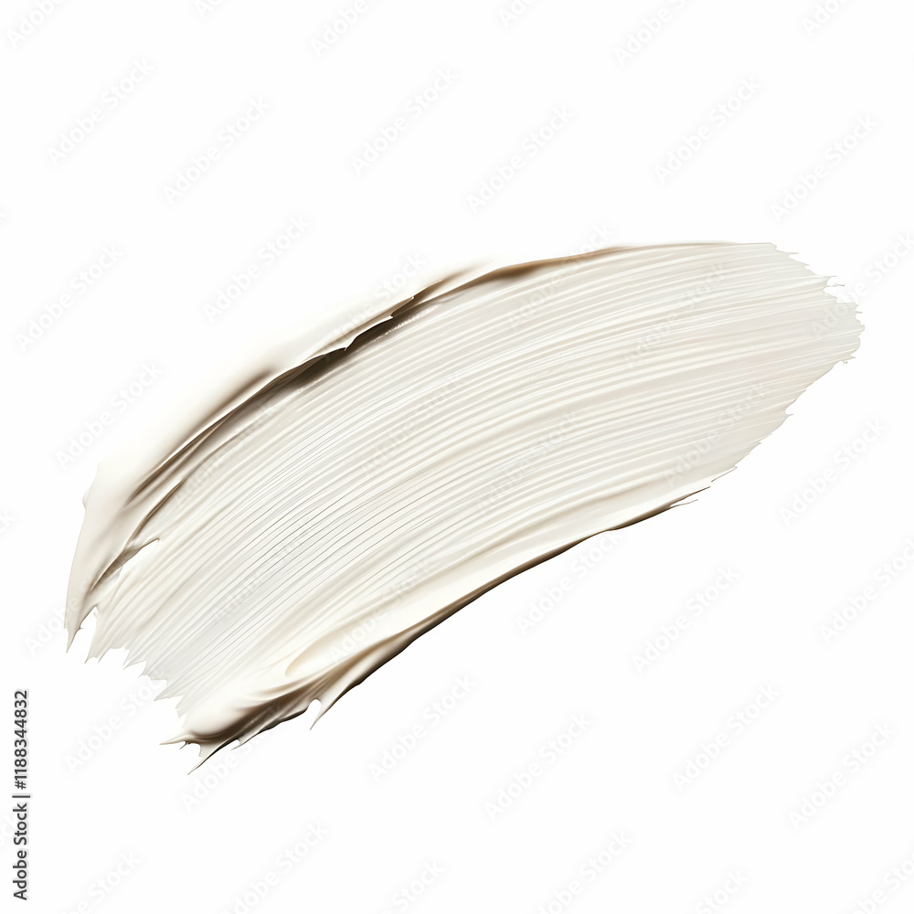Poster white cream texture swatch brush stroke smoothly on a white background with soft light