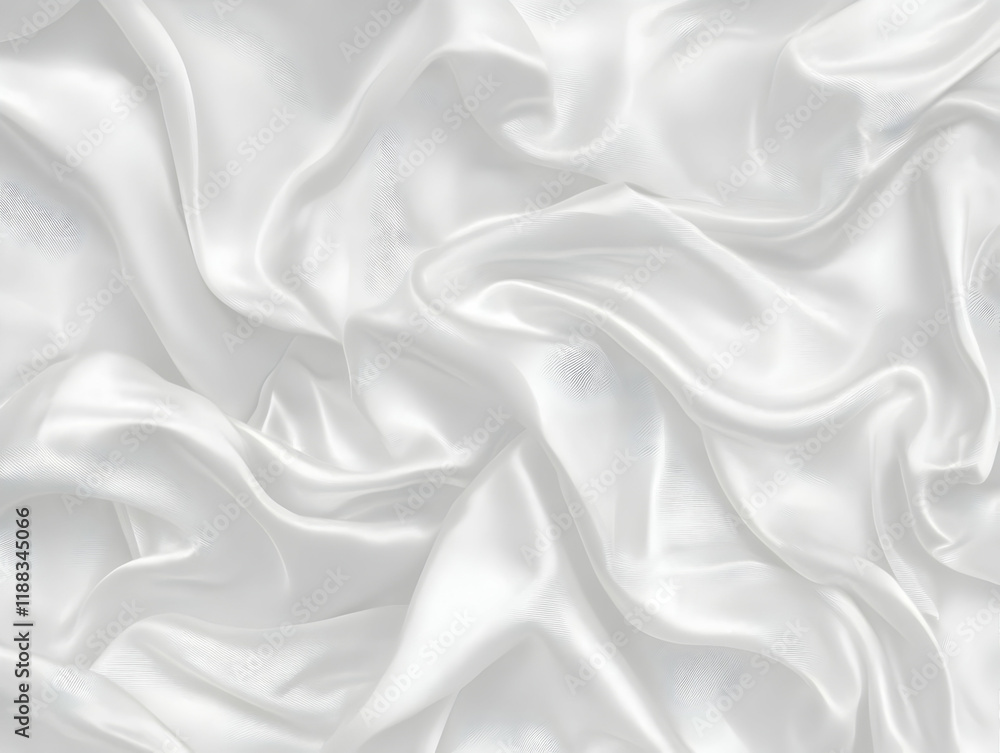 Poster white silk fabric flows and creates elegant curves with soft texture