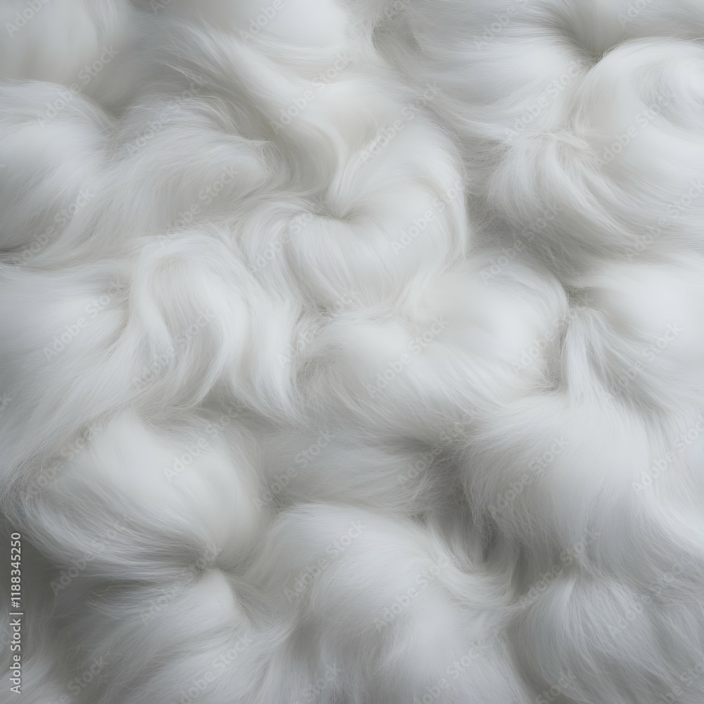 Poster soft white fur creates a textured background with subtle waves and delicate strands.