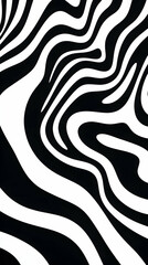 Abstract Black and White Wavy Lines Background Creates a Dynamic Visual with Smooth Curves.