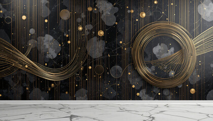 gold black white marble wall