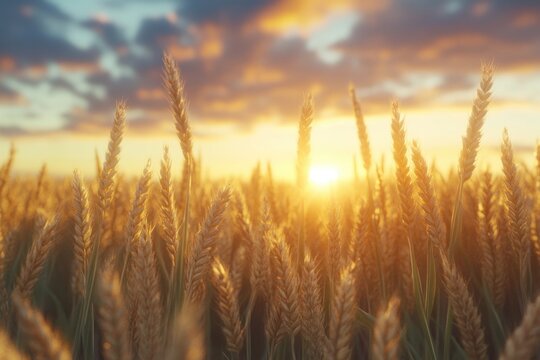 Wheat field at sunset
