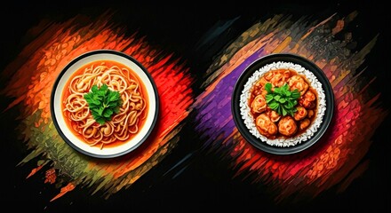 food, soup, dinner, meal, vegetable, tomato, dish, bowl, lunch, healthy, red, plate, vegetarian, cuisine, green, appetizer, gourmet, cooking, meat, pepper, diet, traditional, delicious, spoon, white