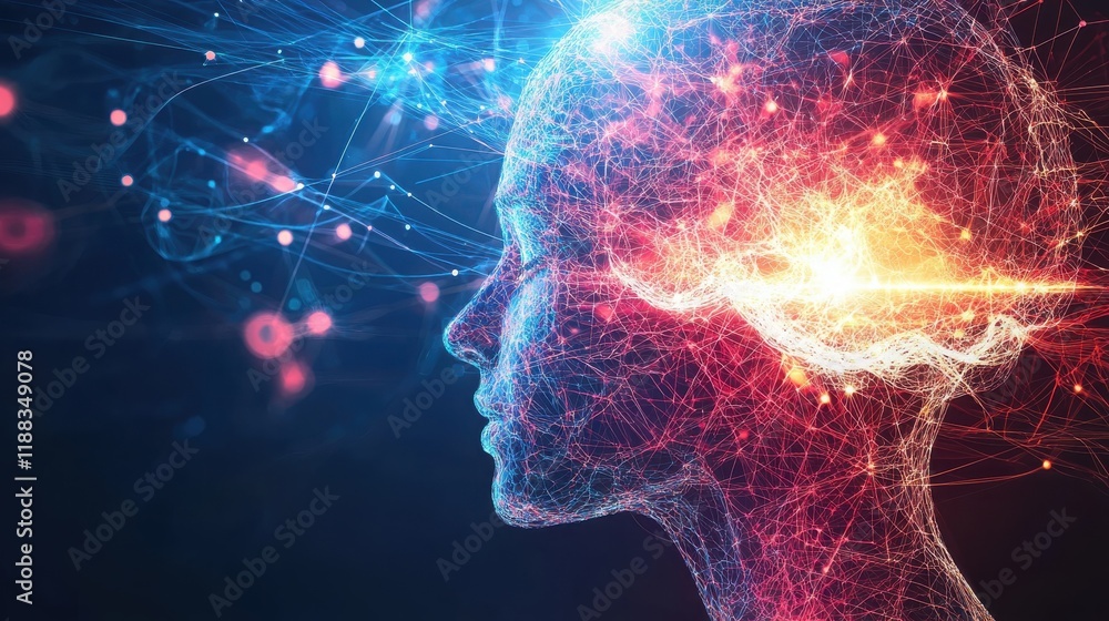 Poster an abstract visual representation of memories forming in the mind, with interconnected lines and dot