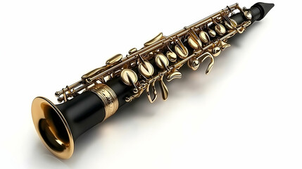 Fototapeta premium Black Soprano Saxophone Isolated on White Background for Music Design