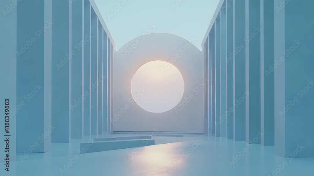 Poster abstract minimalist architecture with circular light source