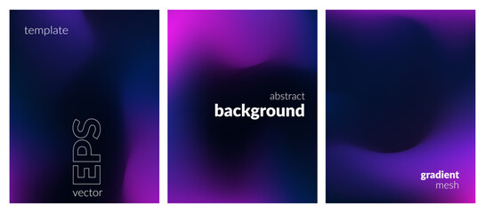 Obraz premium Abstract liquid background set. Neon color blend. Blurred fluid colors. Gradient mesh. Modern design template for posters, ad banners, brochures, flyers, covers, websites. EPS vector image