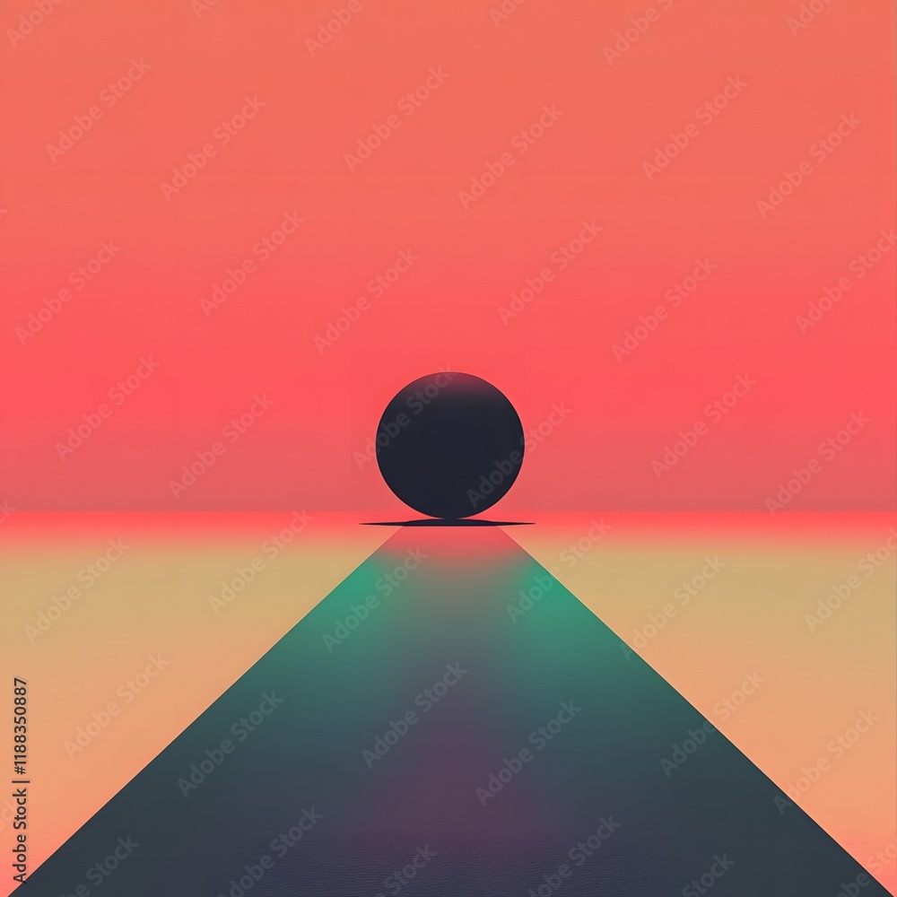Poster abstract sphere resting on a gradient plane