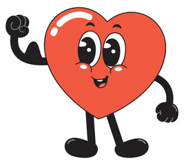 Cute Cartoon Heart strong Character Illustration