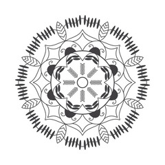 Hand drawn mandala design. Easy Mandala Black and White Outline. Mandala for Coloring Pages