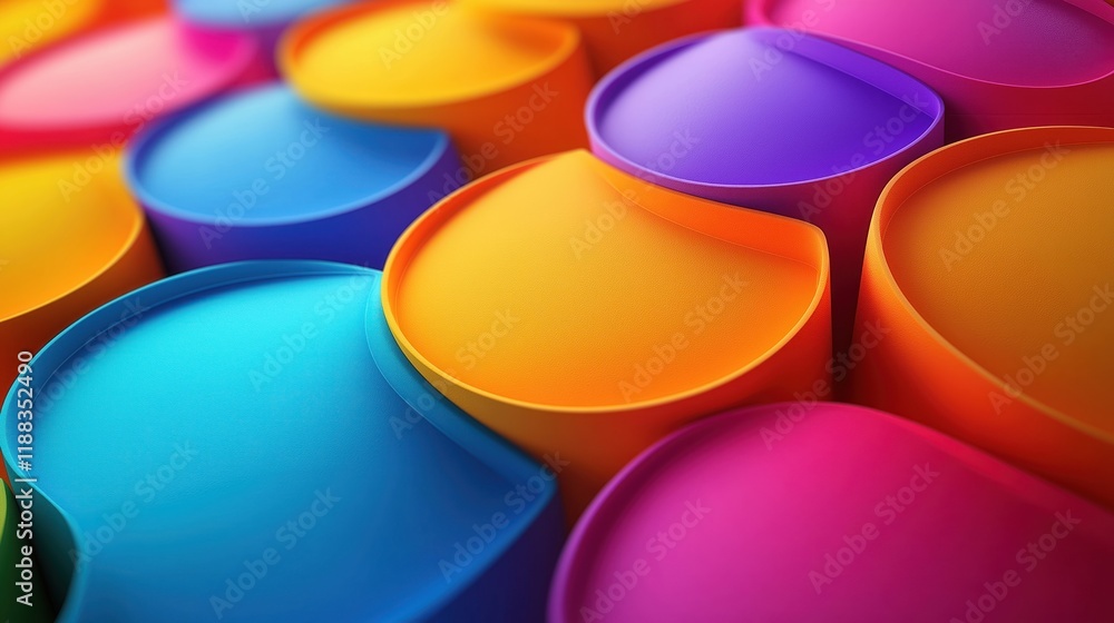Poster colorful abstract shapes form a dynamic pattern. bright colors create a vibrant and modern aesthetic