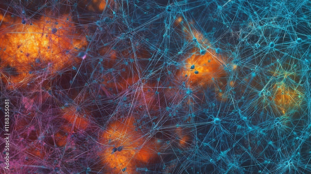 Aufkleber an abstract visual representation of memories forming in the mind, with interconnected lines and dot