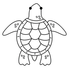 Turtle Outline Coloring Page for Kids