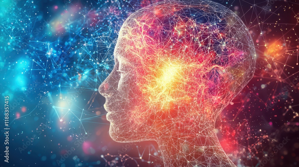 Poster an abstract visual representation of memories forming in the mind, with interconnected lines and dot
