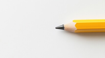 Vibrant yellow pencil with a pink eraser resting on a clean white background, showcasing simplicity and functionality in design.