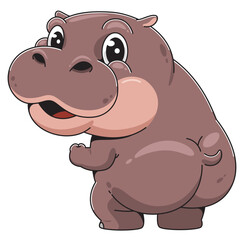 Cute Cartoon Hippo Showing Off Butt