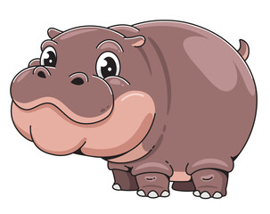 Cute Cartoon Hippo Character Illustration