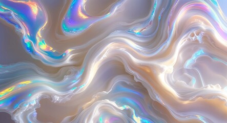 Obraz premium Iridescent Opal Swirls with White and Pastel Hues