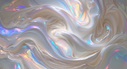 Obraz premium Iridescent Opal Swirls with White and Pastel Hues