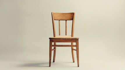 Rustic Wooden Chair Vintage Style Isolated on Neutral Background Simple Design Home Decor Empty Seat