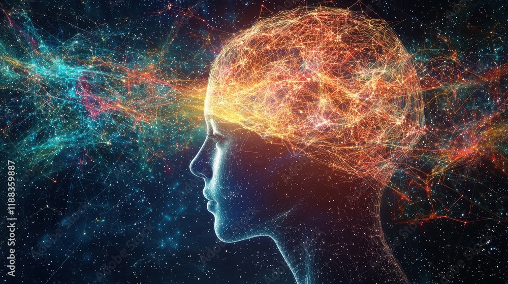 Poster an abstract visual representation of memories forming in the mind, with interconnected lines and dot