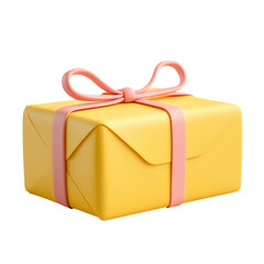 3D Plastic Gift Box with Bow on Transparent Background