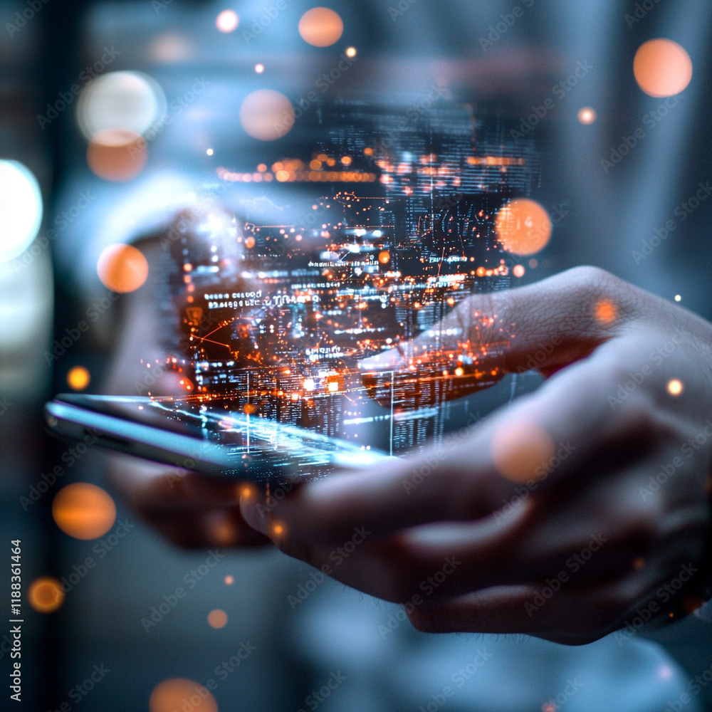 Poster ai generate businessman using smartphone for online payment in urban environment digital connectivit