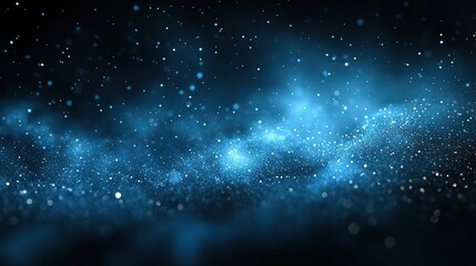 Obraz premium A mesmerizing cosmic scene filled with shimmering particles and a deep blue ambiance, evoking a sense of wonder.
