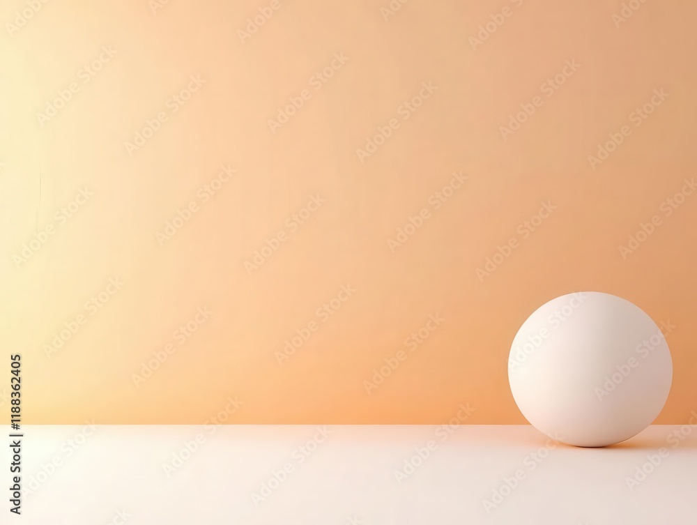 Poster minimalist gradient background featuring a solitary floating sphere, emitting a soft glow in neutral