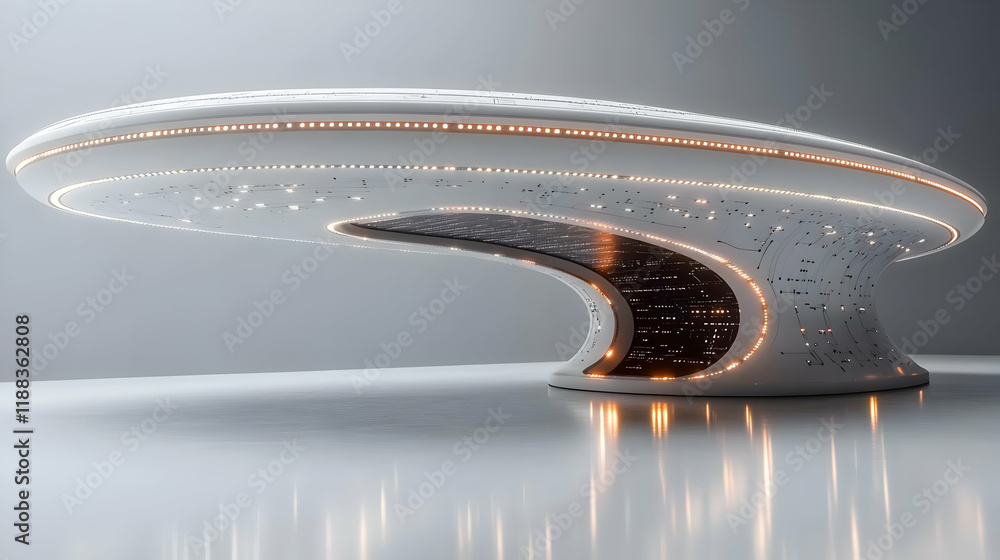 Poster futuristic abstract architecture with glowing lights, 3d rendering