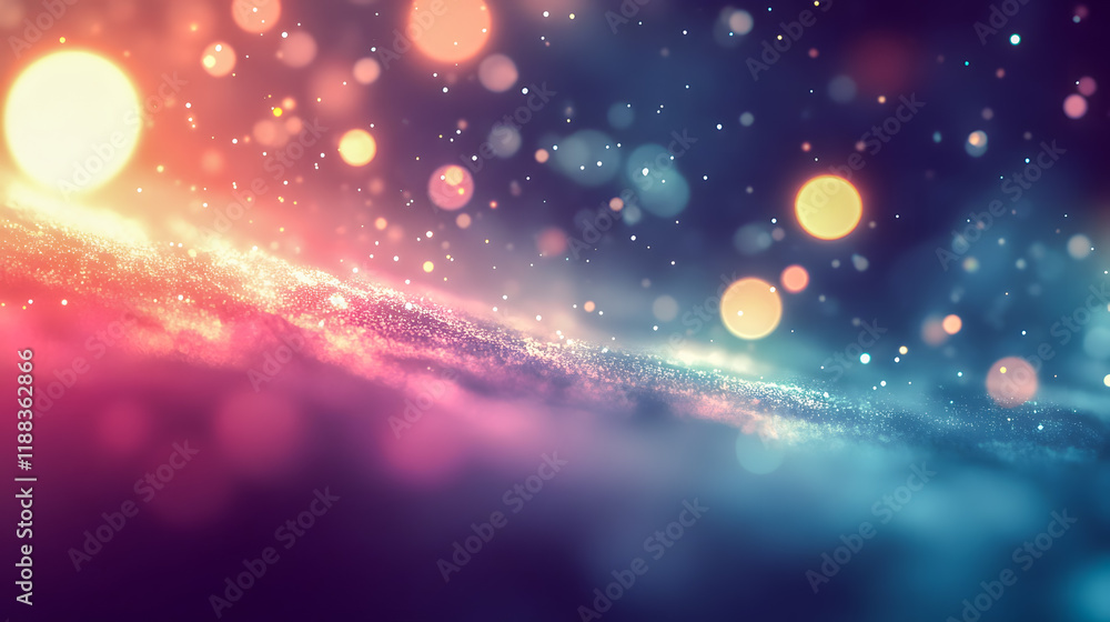 Poster abstract colorful lights with soft bokeh effects creating a dreamy and atmospheric background for de