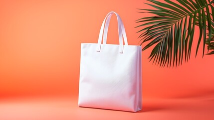 Eco-friendly white tote bag studio product photography minimalist