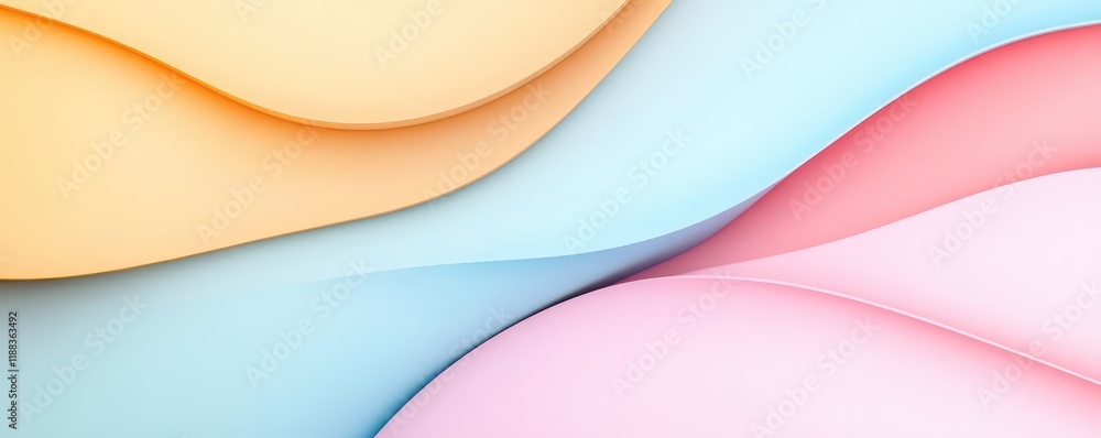 Aufkleber layered geometric shapes with subtle gradients and soft shadows, establishing a contemporary minimal