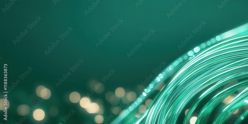 Poster glowing fiber optic lines over a dark background, symbolizing high-speed digital connectivity and da